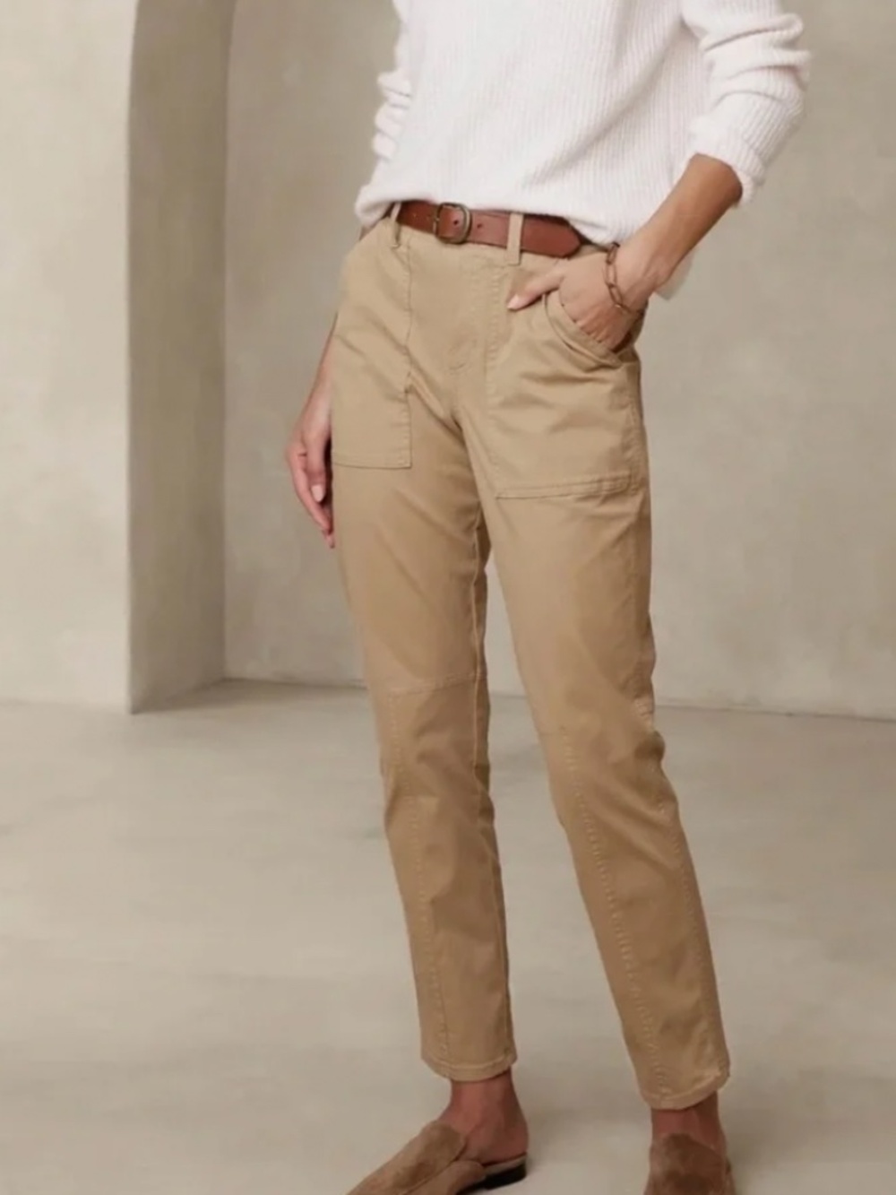 Banana‎ Republic Women’s High Rise Tan Cotton Utility Chinos Pants Size 6R
